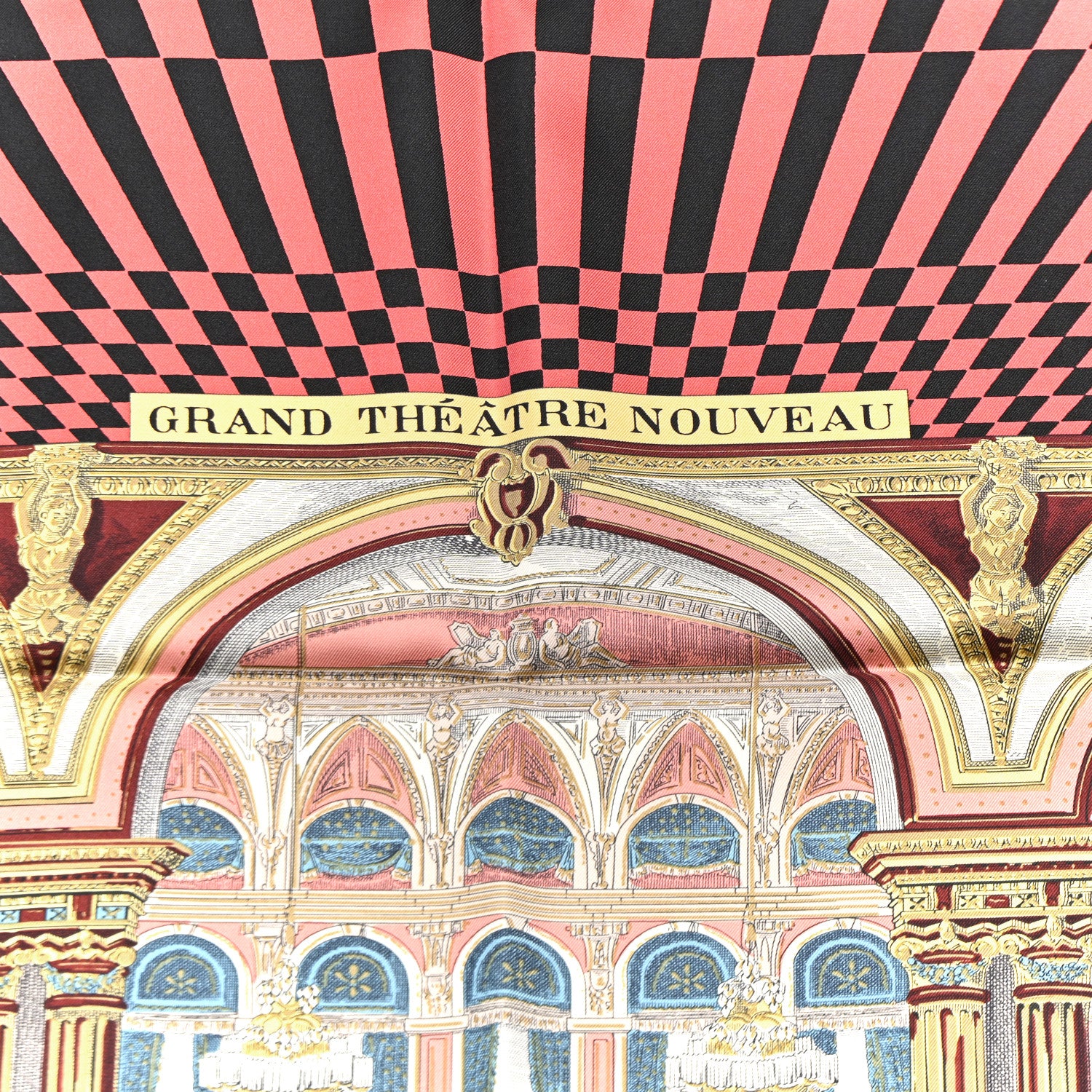 Hermes Silk Grand Theatre Nouveau Scarf 90 Bleu Vieux Rose Vert 4 of 6
