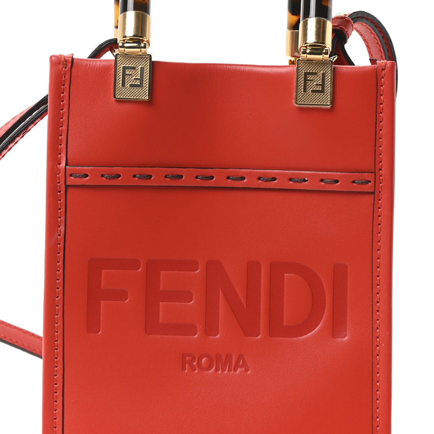 Fendi Vitello King Plexiglass Logo Embossed Mini Fendi Sunshine