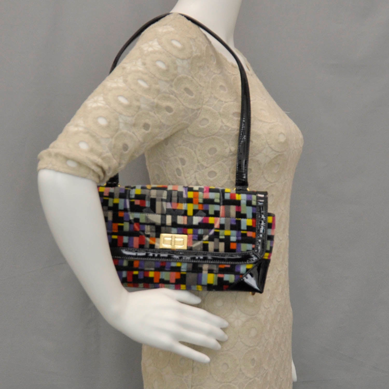 Chanel Patent Velvet Quilted Cubist Flap 2 of 8