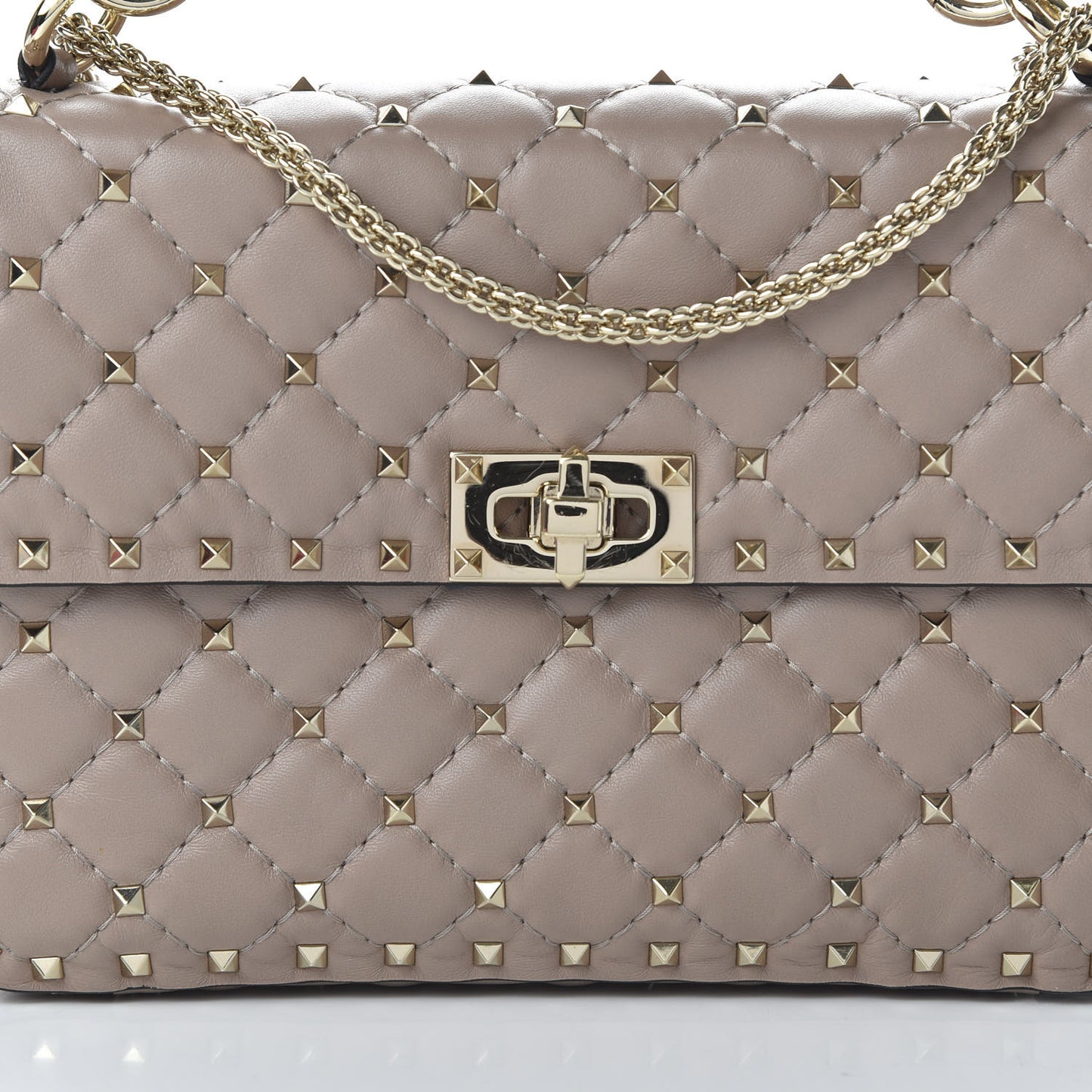 Lambskin Medium Rockstud Spike Shoulder Bag Poudre
