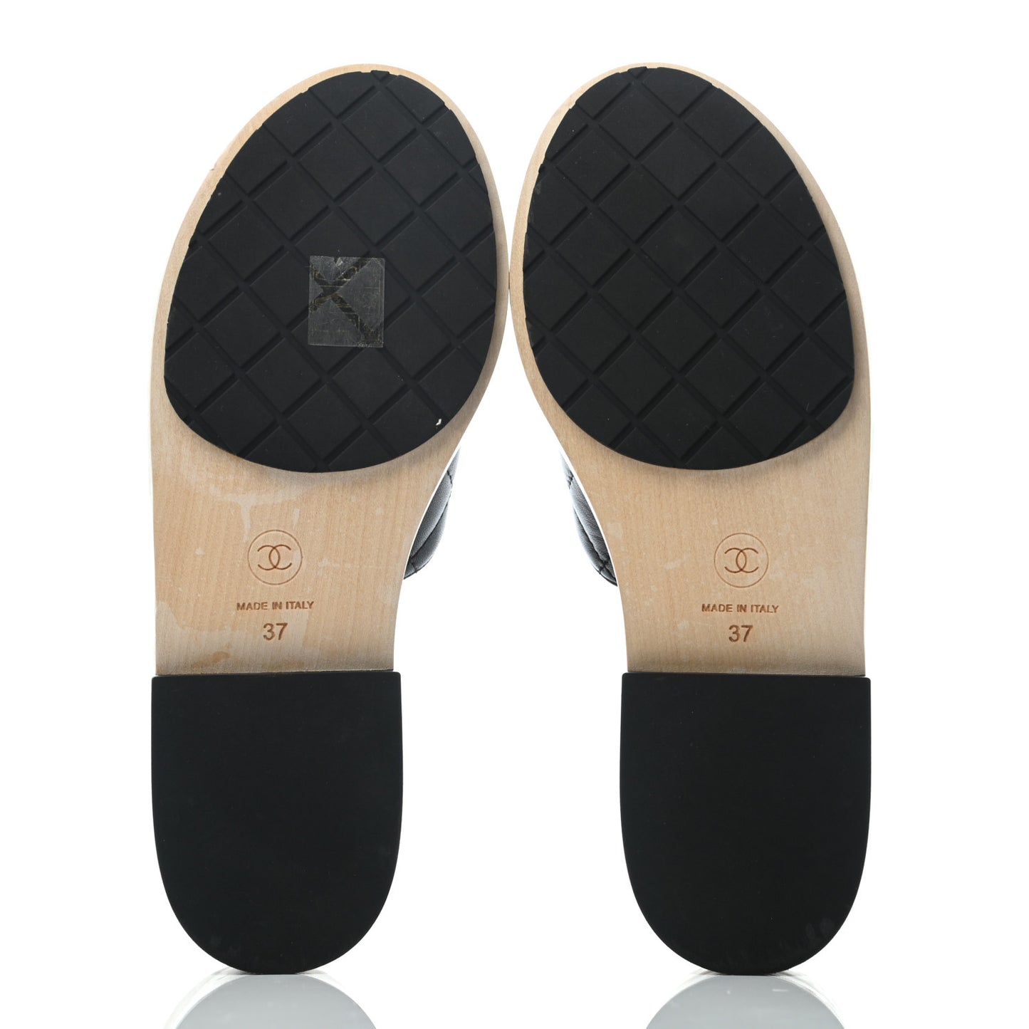 Lambskin CC Flat Slide Sandals 37 Black