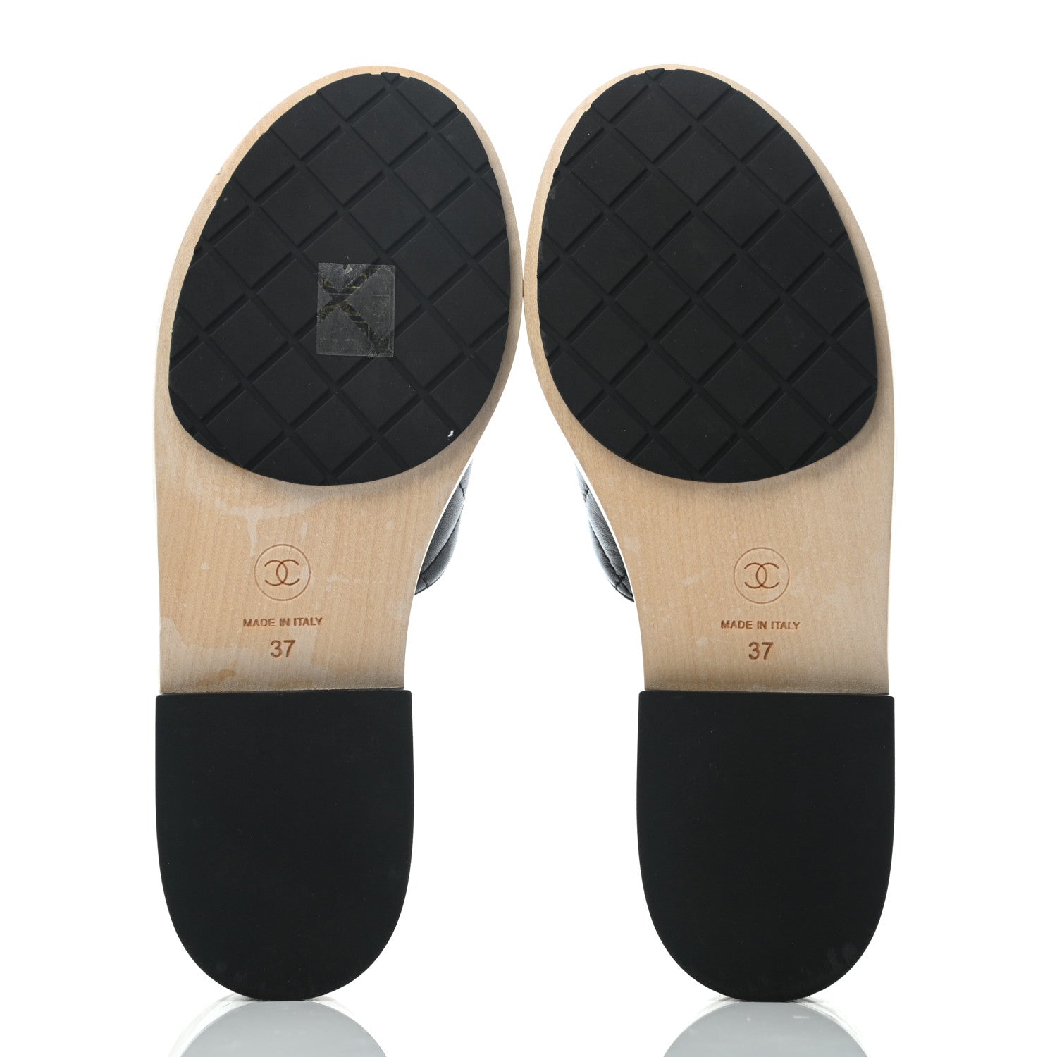 Chanel Lambskin CC Flat Slide Sandals 37 Black 4 of 10