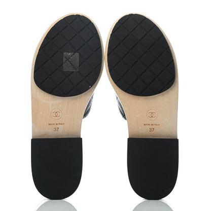 Chanel Lambskin CC Flat Slide Sandals 37 Black 4 of 10