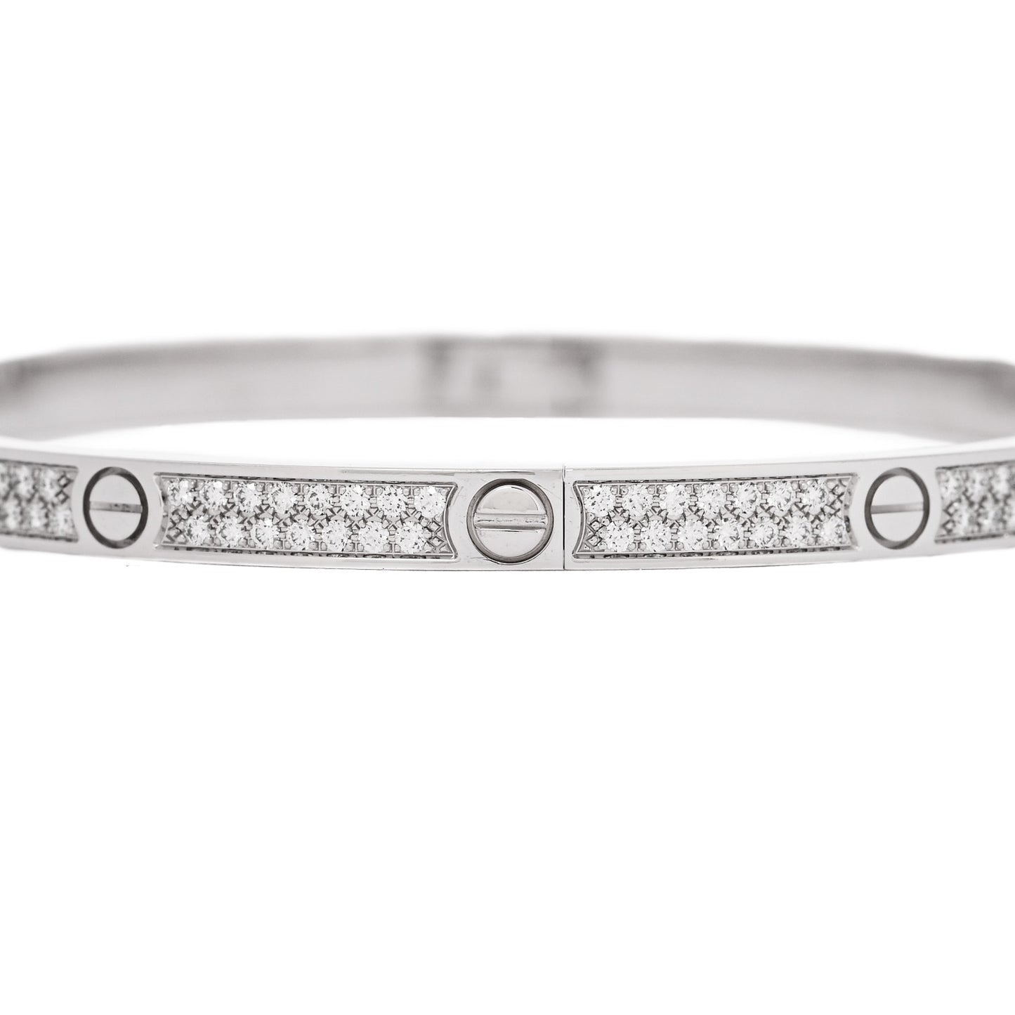 18K White Gold Diamond Small LOVE Paved Bracelet 17