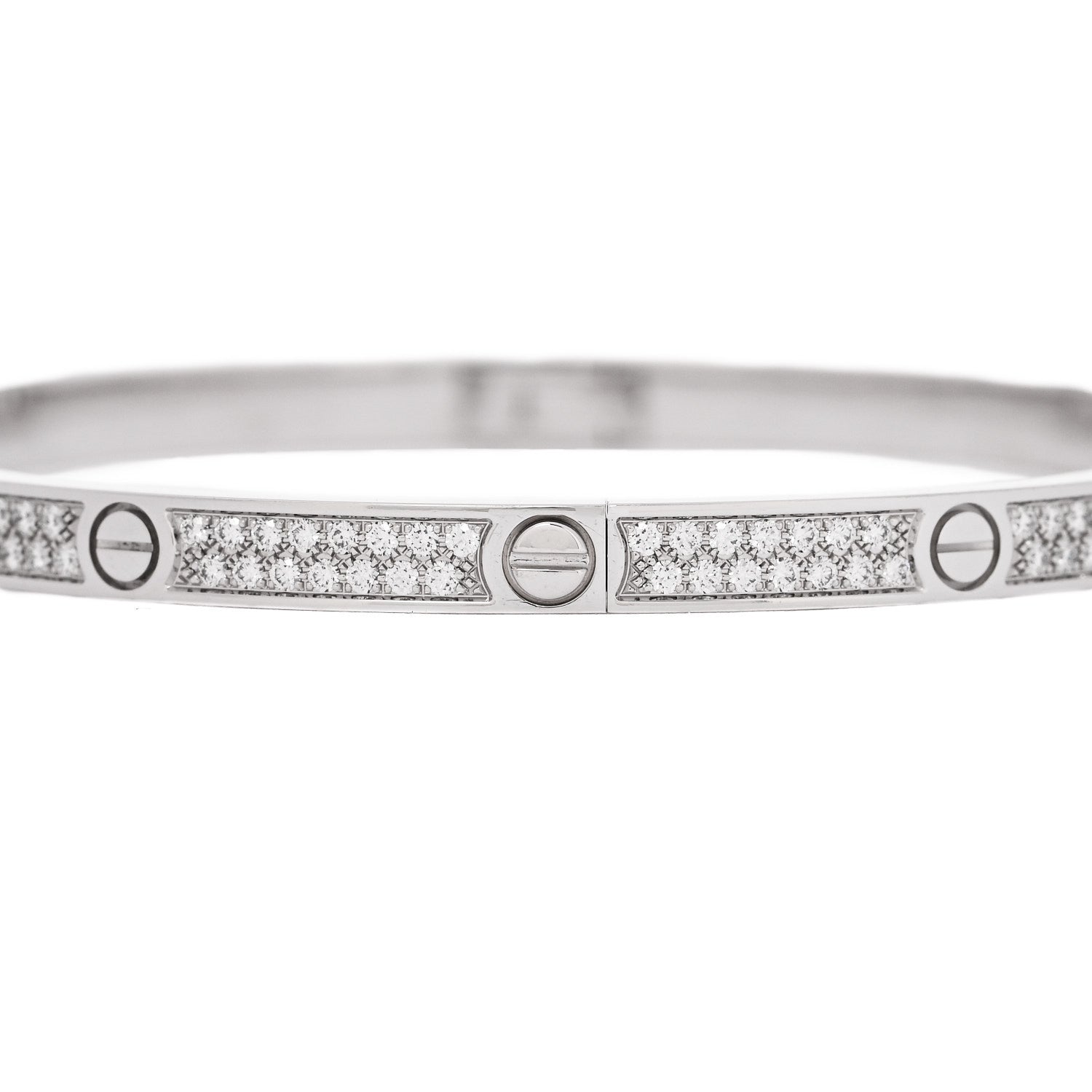 Cartier 18K White Gold Diamond Small LOVE Paved Bracelet 17 4 of 8