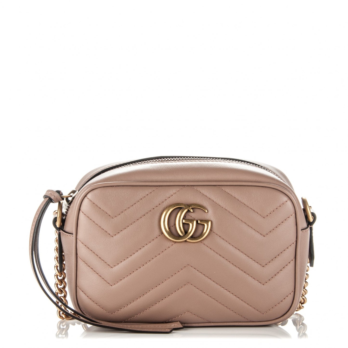Calfskin Matelasse Mini GG Marmont Chain Shoulder Bag Porcelain Rose