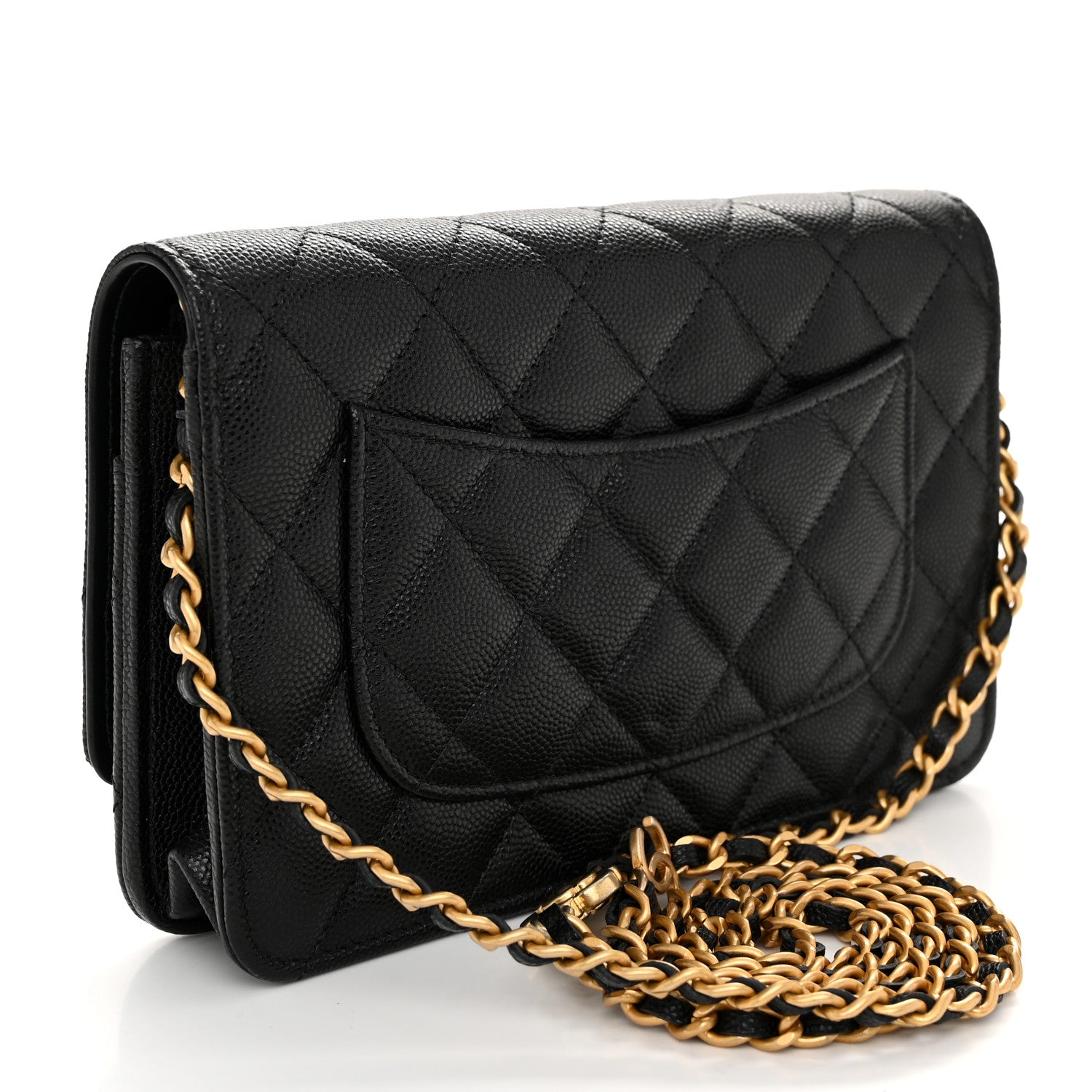 Chanel Caviar Quilted Camellia Wallet On Chain WOC Black 3 of 11