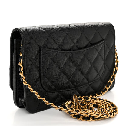 Chanel Caviar Quilted Camellia Wallet On Chain WOC Black 3 of 11