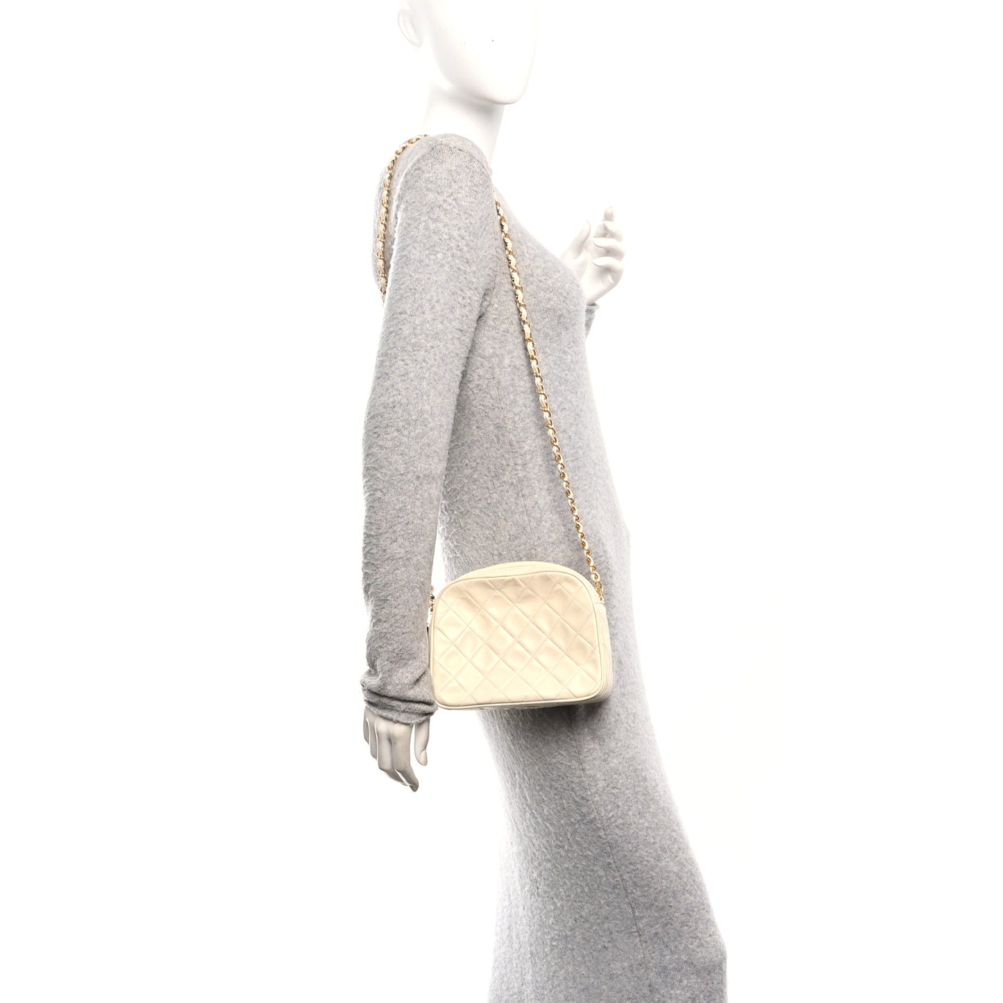 Lambskin Quilted CC Camera Case White