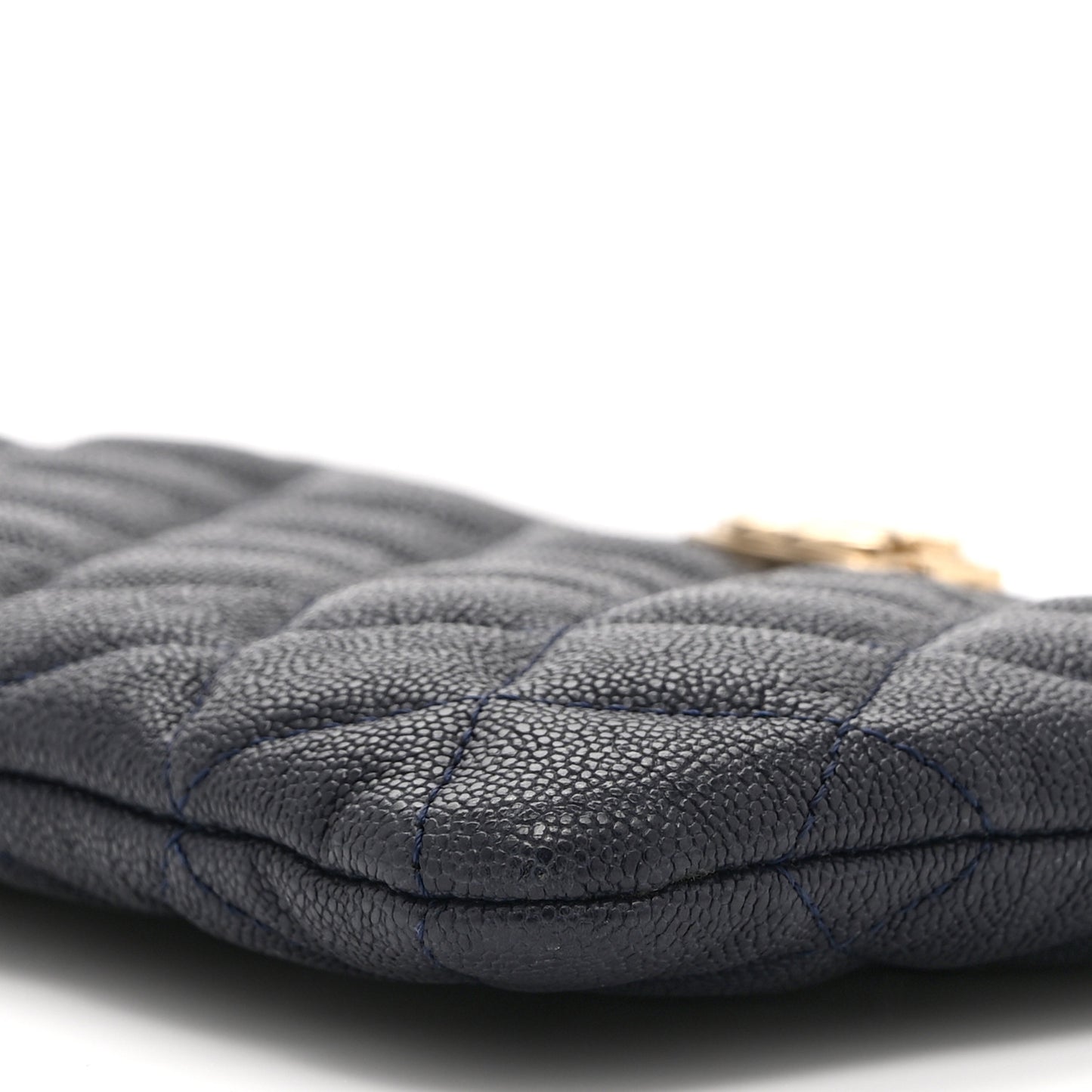 Caviar Quilted Small Zipped Boy Pouch Navy Blue