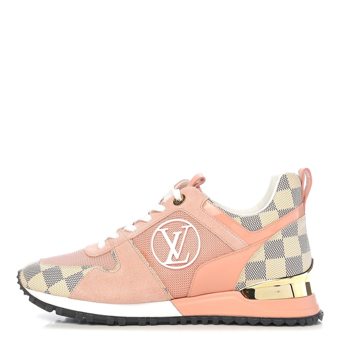 Suede Damier Azur Run Away Sneakers 37 Pink