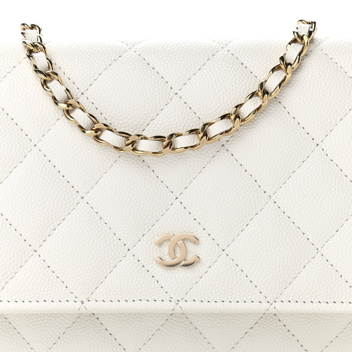 Chanel Caviar Quilted Wallet On Chain WOC White 9 of 12
