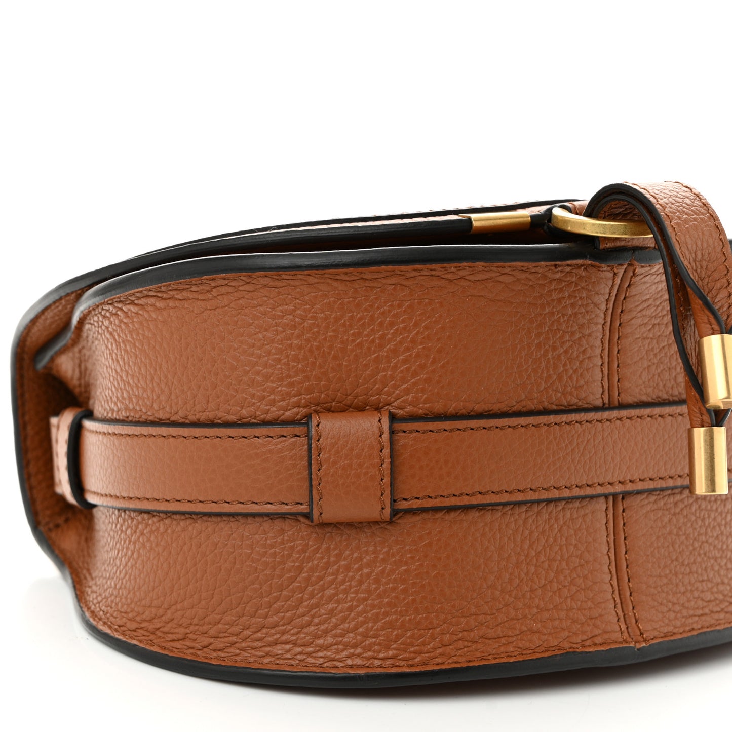 Grained Calfskin Small Marcie Saddle Bag Tan