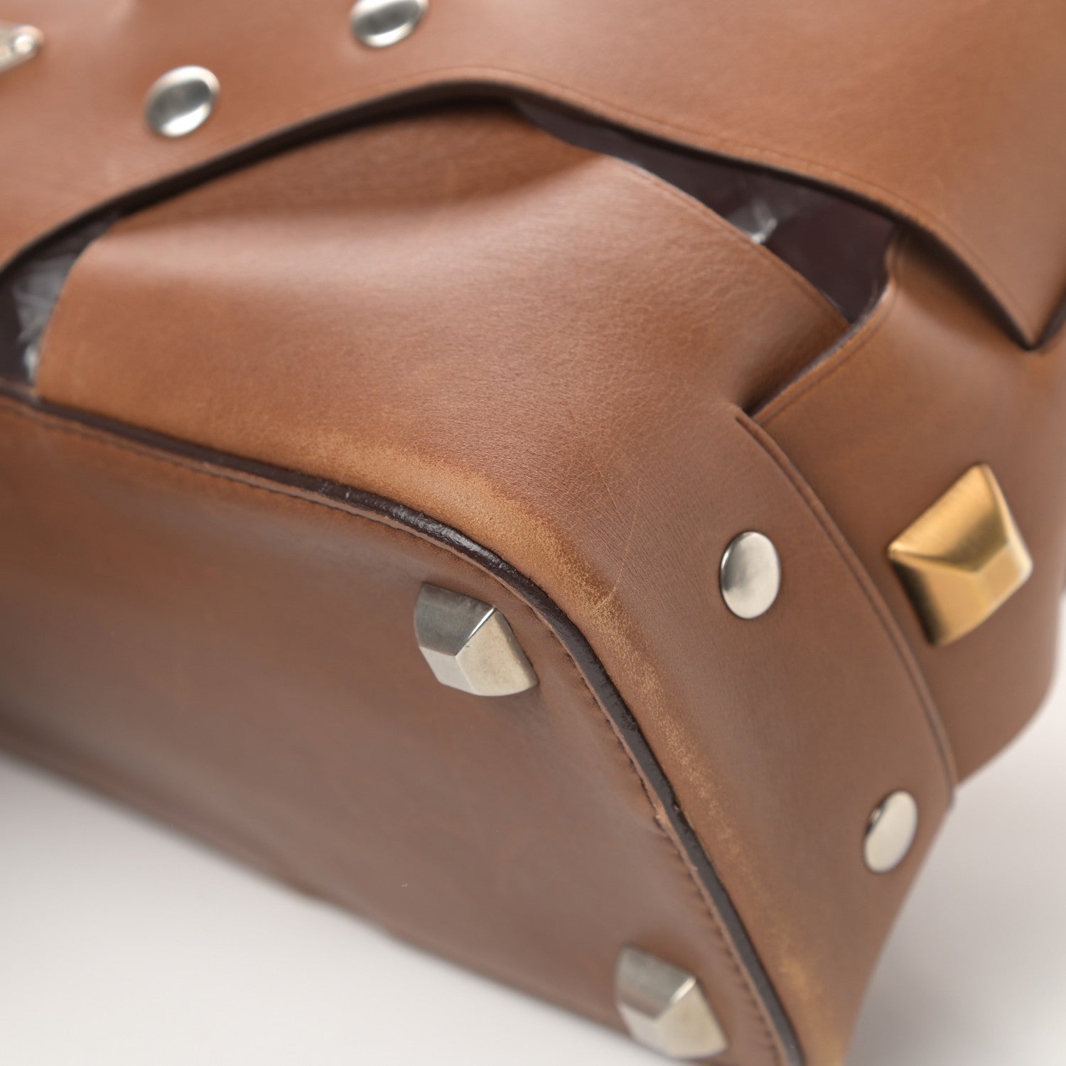 Prada Vitello Studded Cross Shoulder Bag Nocciolo 12 of 15