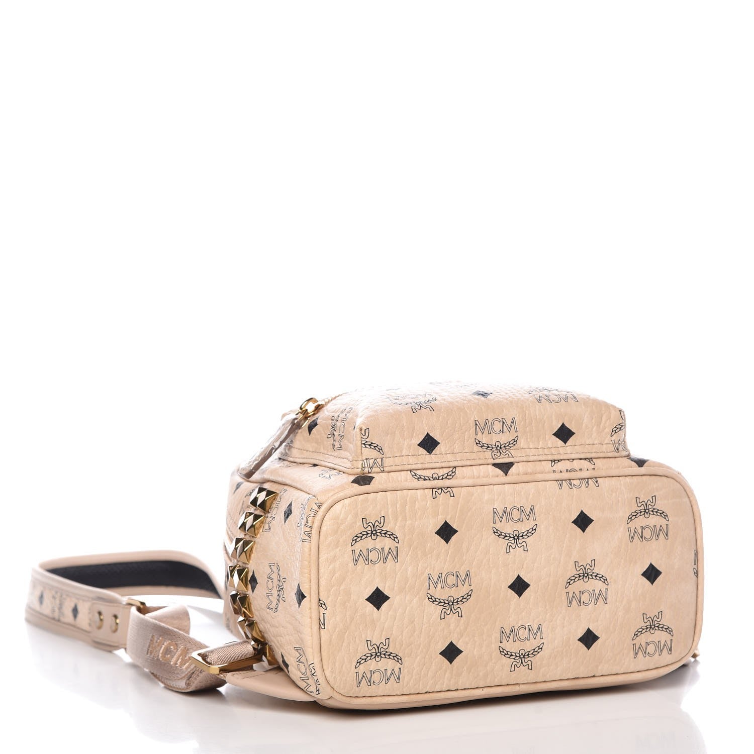 MCM Visetos Side Stud Mini Stark Backpack Beige 4 of 8