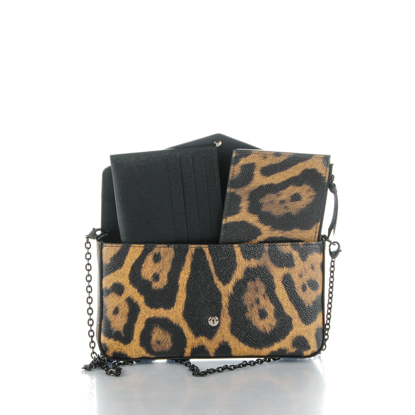 Monogram Animal Print Pochette Felicie Chain Wallet