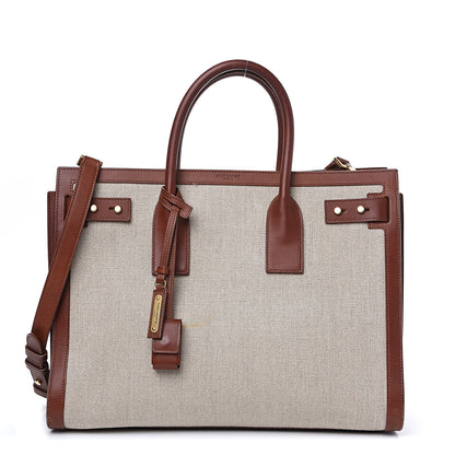 Saint Laurent Linen Calfskin Medium Souple Sac De Jour Cognac 1 of 14