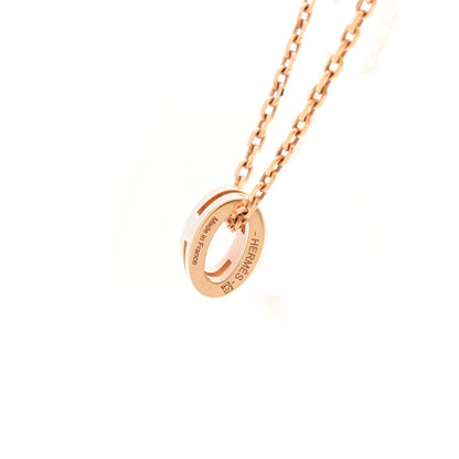 Hermes Lacquered Rose Gold Mini Pop H Pendant Necklace Marron Glace 6 of 7