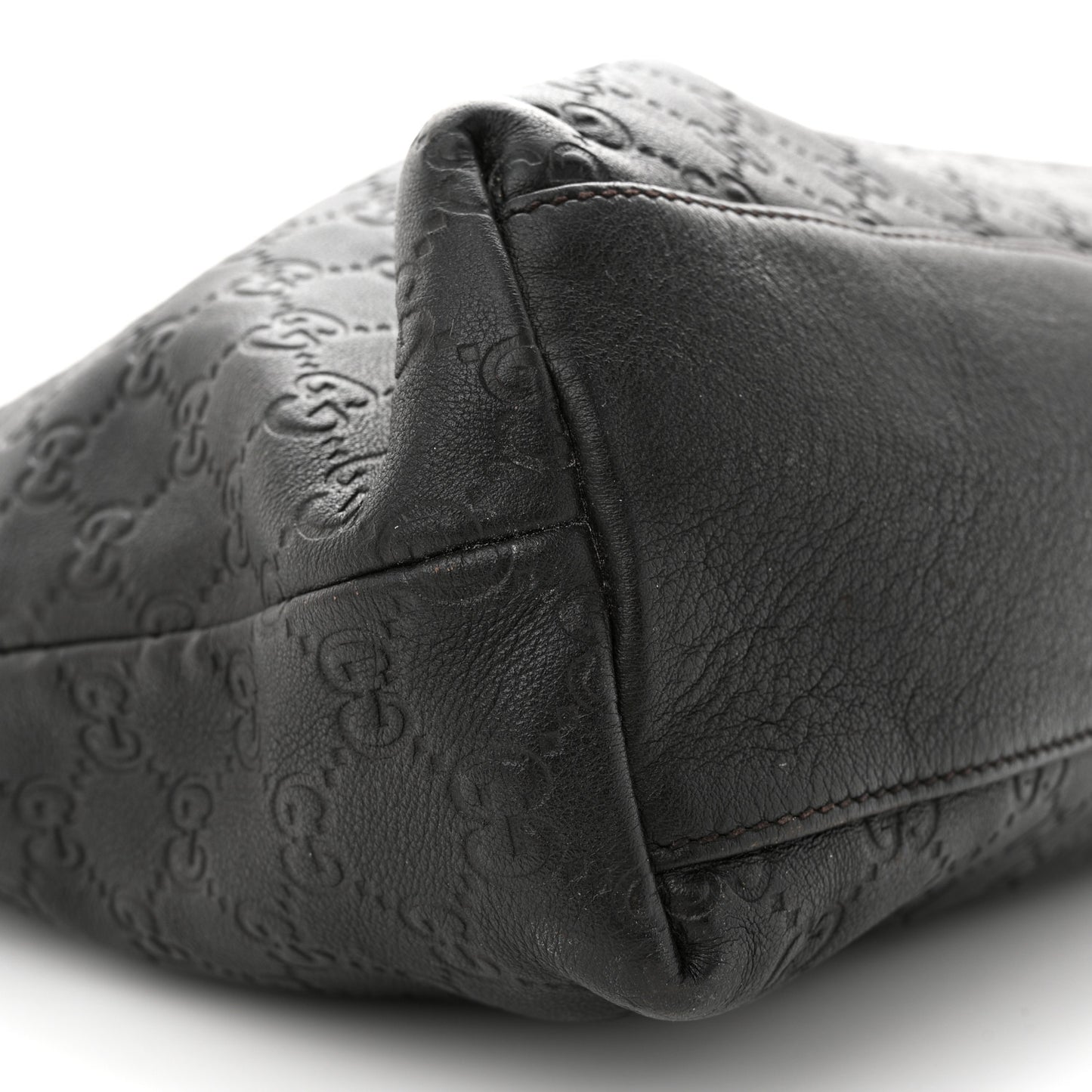 Guccissima Medium Zippered Shopping Tote Black