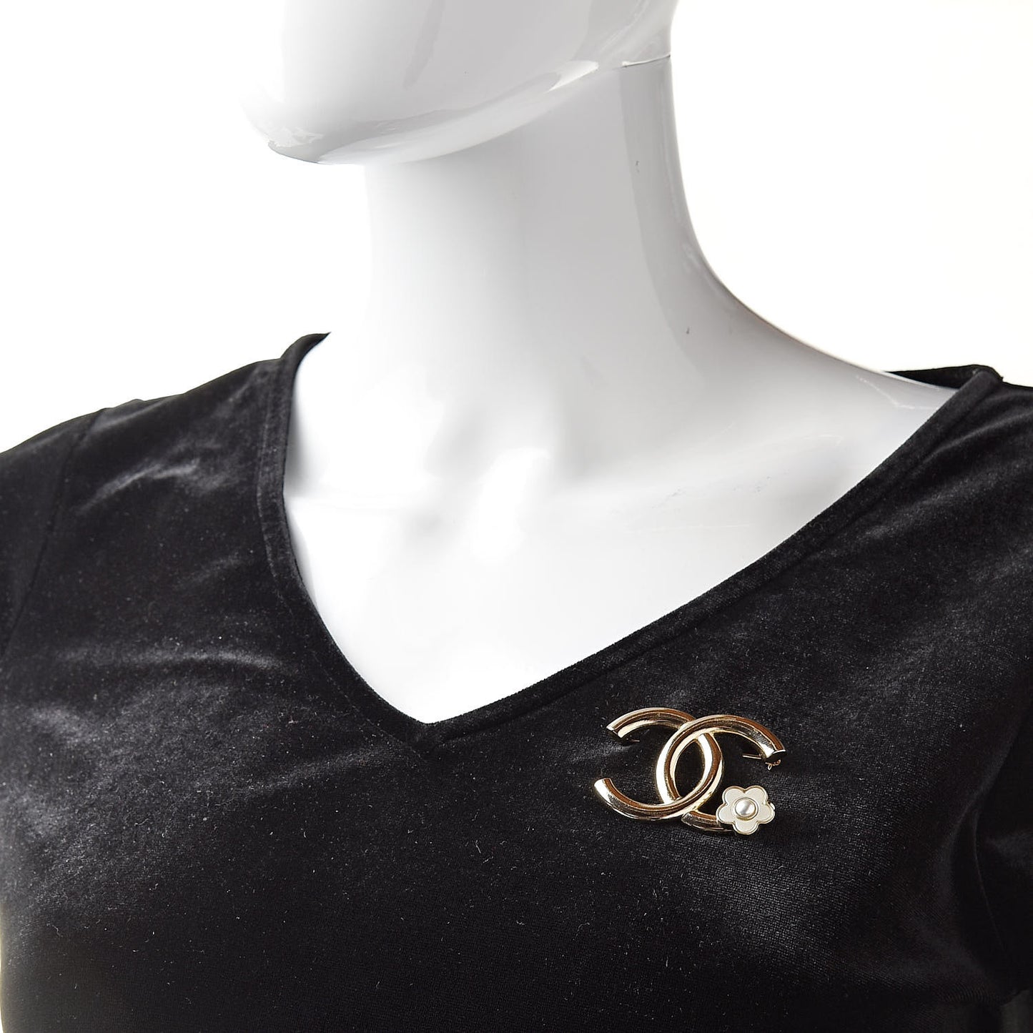 Metal CC Camellia Brooch Light Gold
