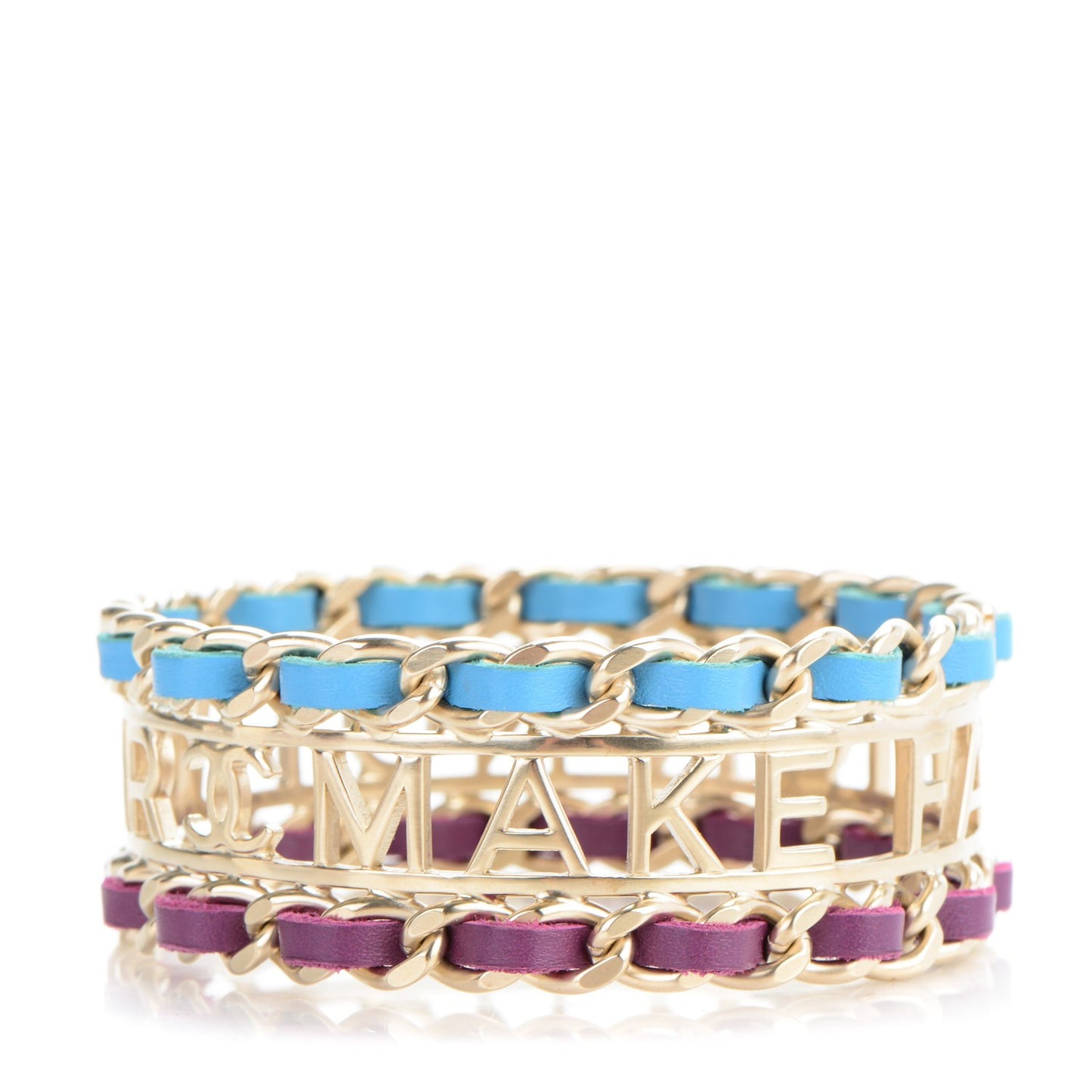 Lambskin Chain Bangle Blue Purple Gold