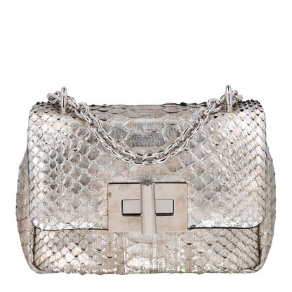 Tom Ford Metallic Snakeskin Natalia Shoulder Bag Silver 1 of 8