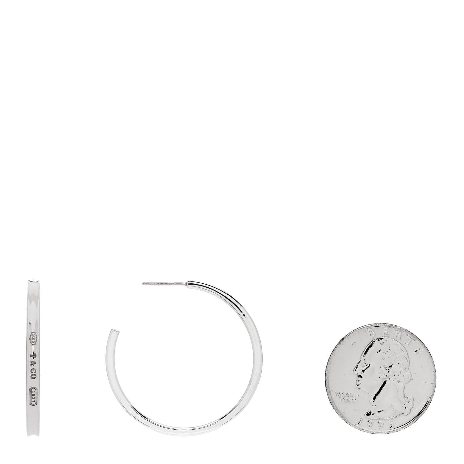 Tiffany Sterling Silver Medium Narrow 1837 Hoop Earrings 2 of 4
