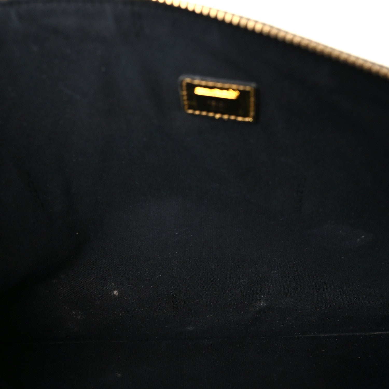 Fendi Laminated Craquele Lambskin Large Flat Pouch  Gold 5 of 8
