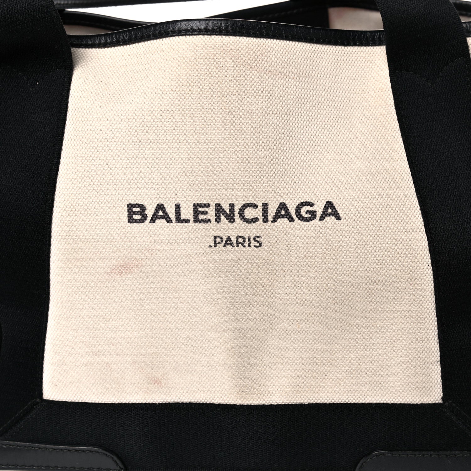 Balenciaga Cotton Canvas Satin Calfskin S Navy Cabas Natural Black 10 of 34