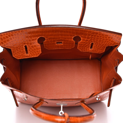Hermes Shiny Porosus Crocodile Birkin 35 Orange 7 of 33