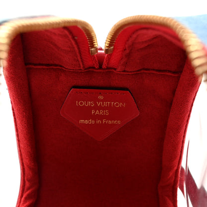 Louis Vuitton Denim Damier Monogram Patchwork PVC Beach Pouch Blue Rouge 6 of 9