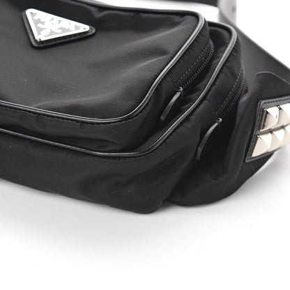 Prada Tessuto Nylon Calfskin Studded Belt Bag Black 8 of 8