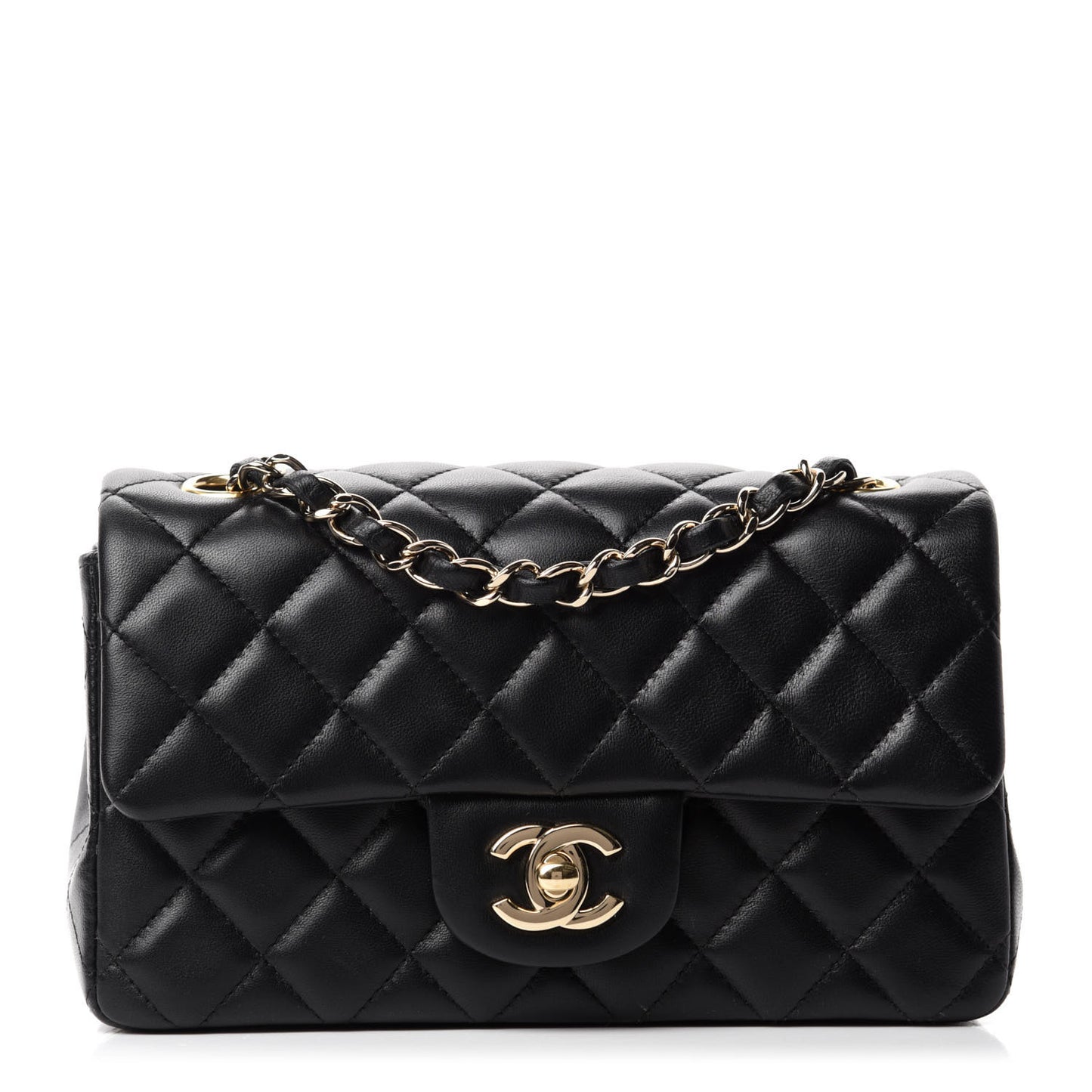 Lambskin Quilted Mini Rectangular Flap Black