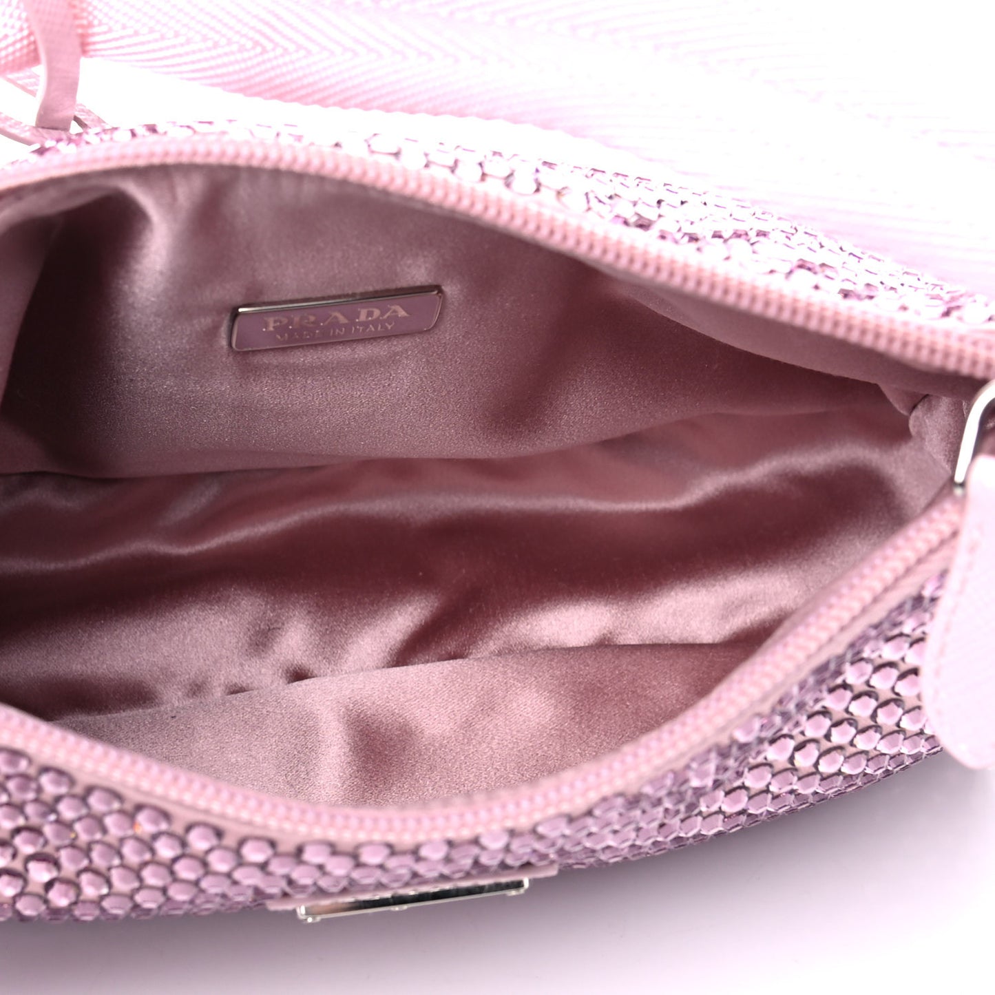 Satin Crystal Mini Re-Edition 2000 Bag Alabastro