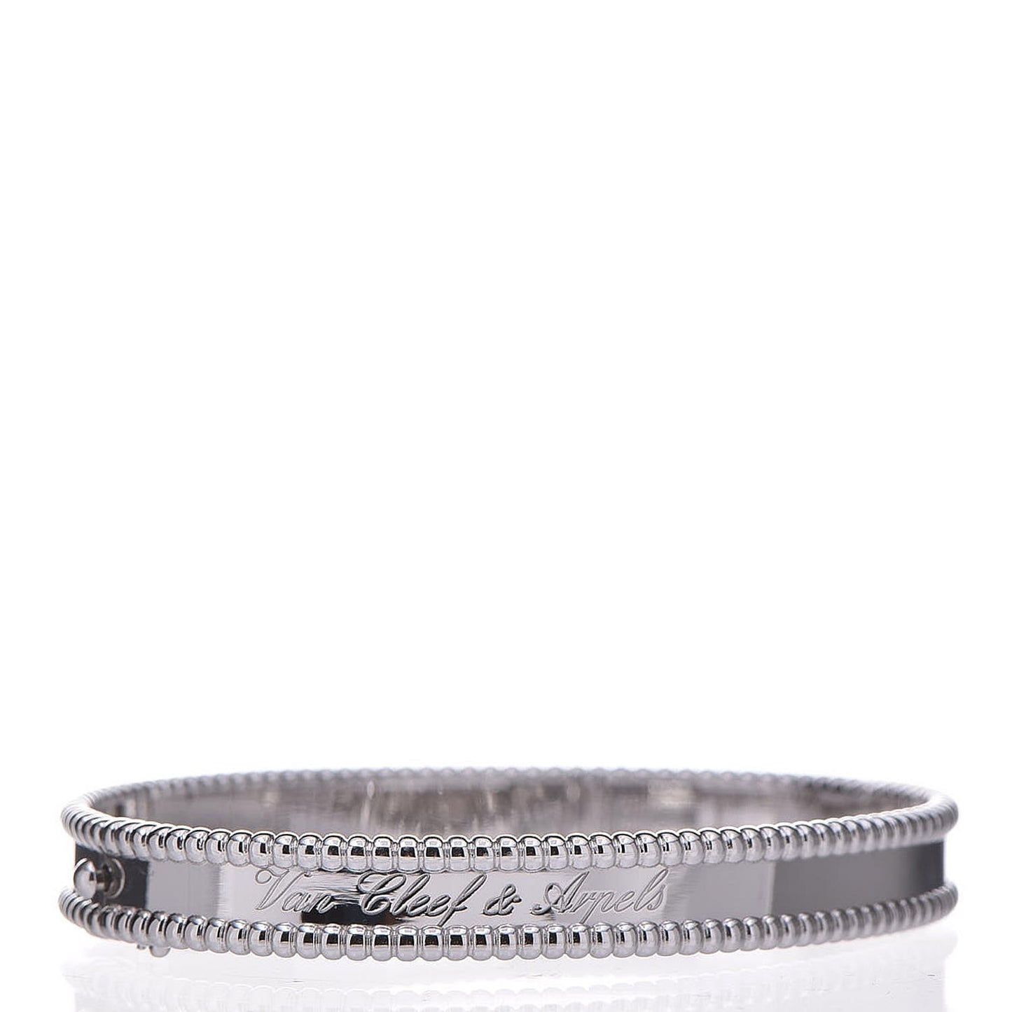 18K White Gold Perlee Signature Bangle Bracelet M
