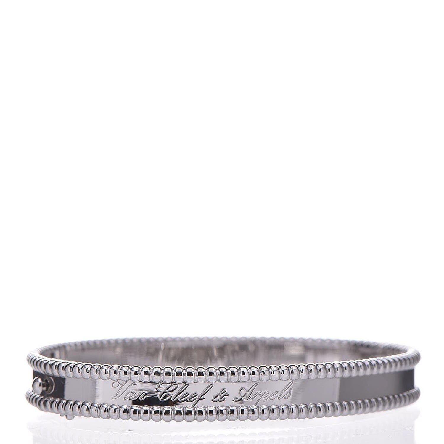 Van Cleef & Arpels 18K White Gold Perlee Signature Bangle Bracelet M 1 of 8