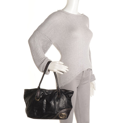 Gucci Leather Medium New Britt Tote Black 2 of 7