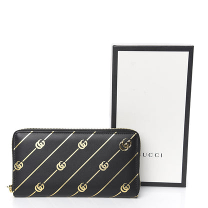 Gucci Moon Calfskin Diagonal GG Zip Around Wallet Black Gold 8 of 8