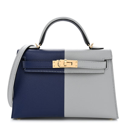 Hermes Epsom Casaque Horseshoe Mini Kelly Sellier 20 Bleu Encre Bleu Glacier 1 of 11
