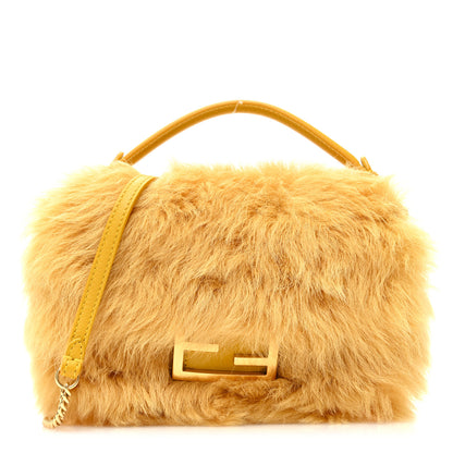 Fendi Shearling Shiny Nappa Mini Baguette Yellow 1 of 11