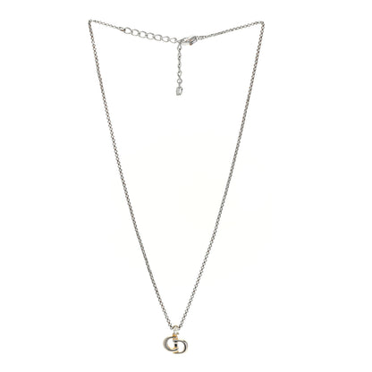 Christian Dior Metal Crystal CD Logo Pendant Necklace Silver Gold 3 of 6
