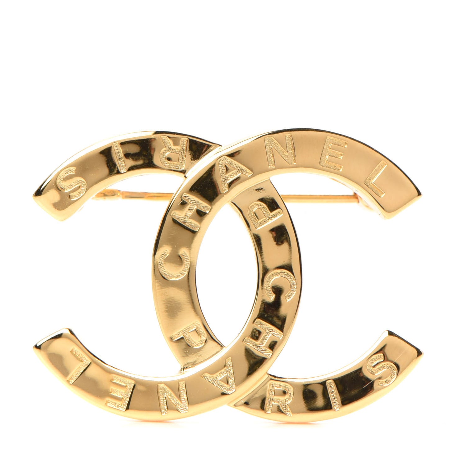 Metal Paris Button CC Large Brooch Gold