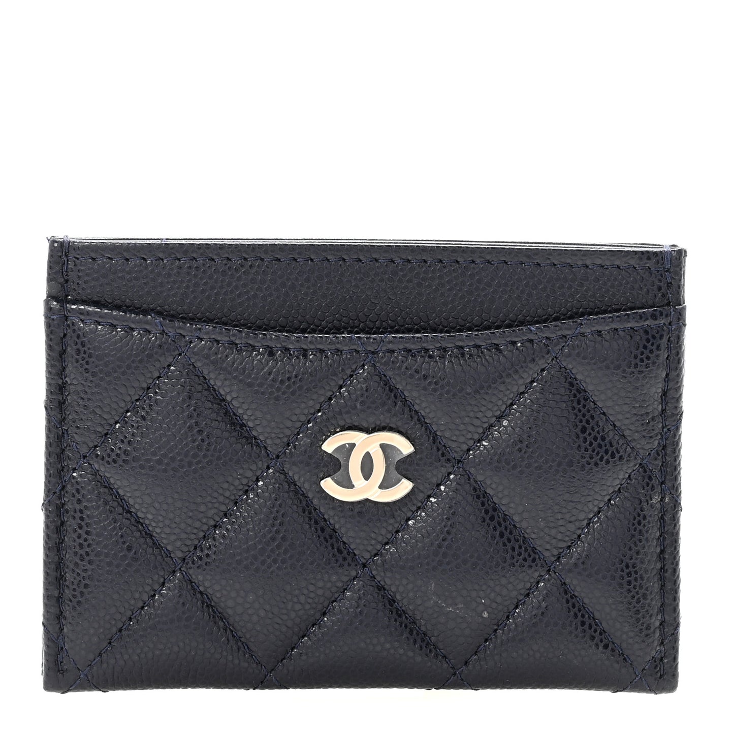 Caviar Quilted Card Holder Navy