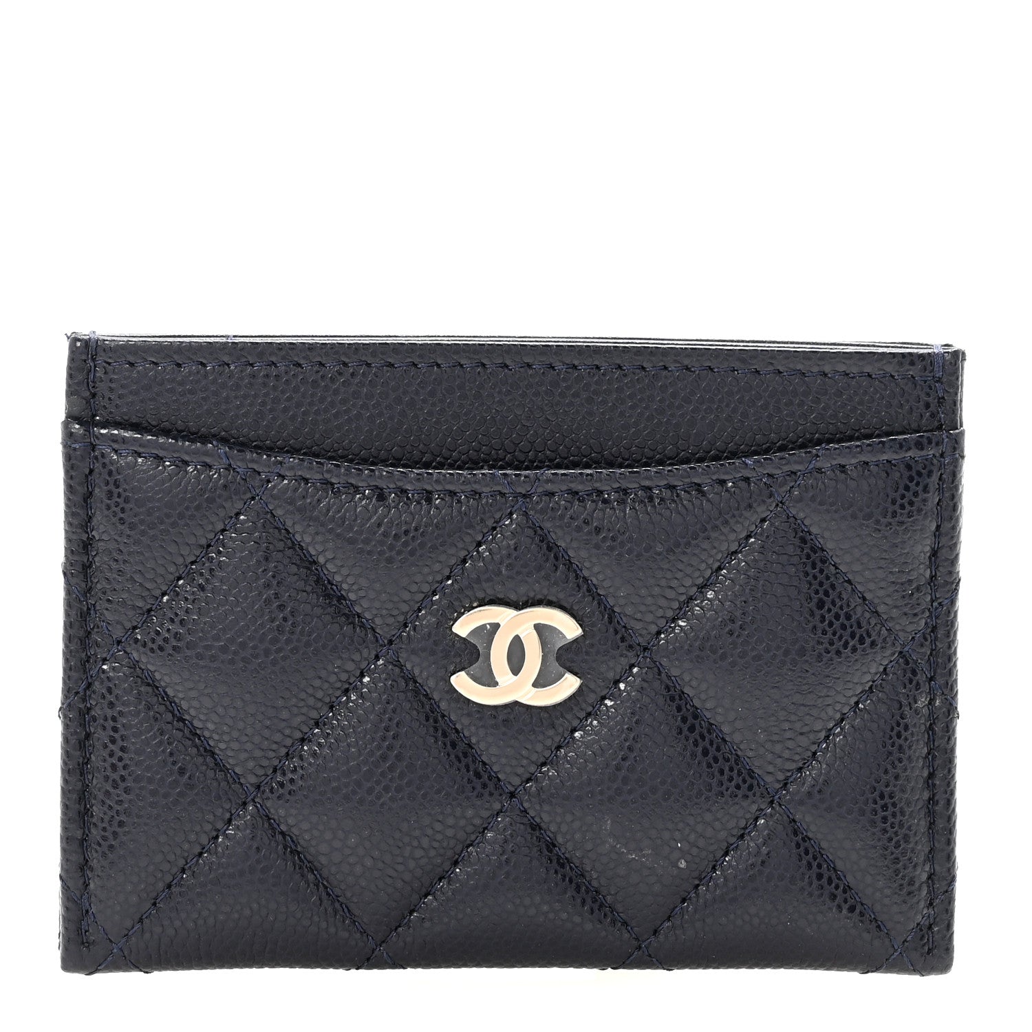 Chanel Caviar Quilted Card Holder Navy 1 of 8