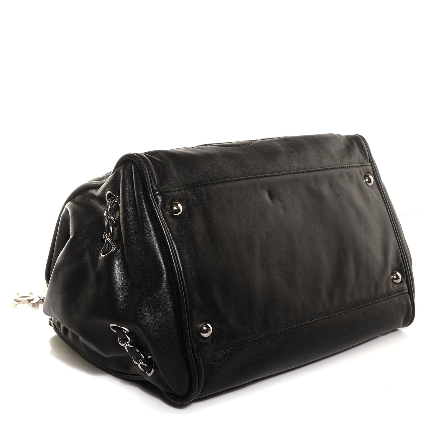 Calfskin Diagonal Ligne Large Tote Black