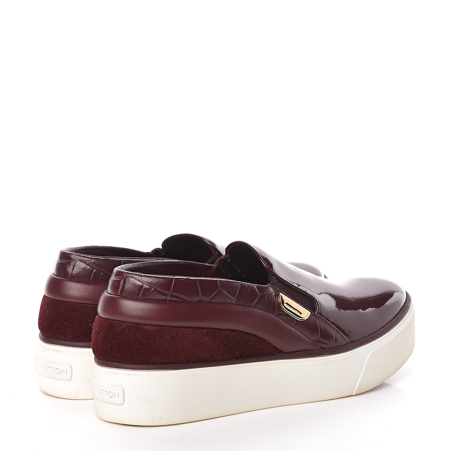 Louis Vuitton Alligator Patent Calfskin Catwalk Slip On Sneakers 36 Bordeaux 4 of 13