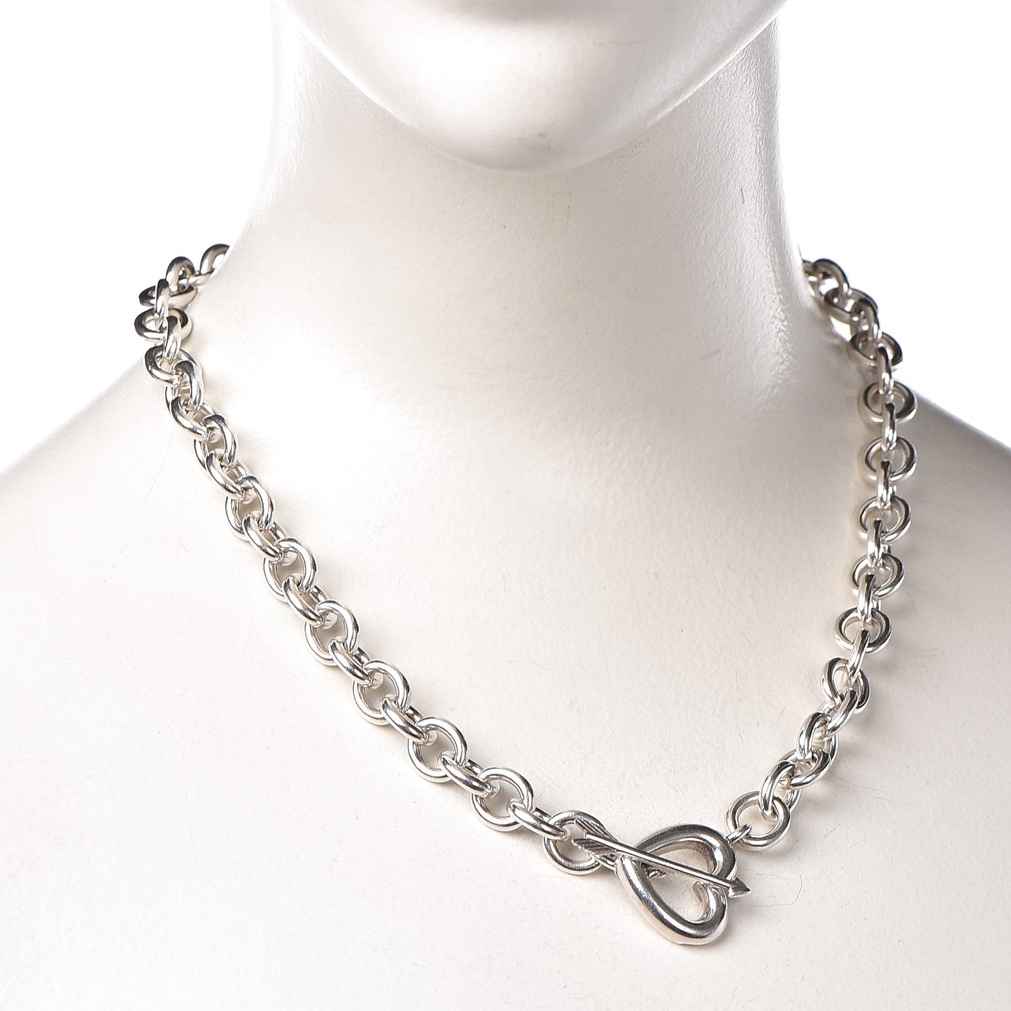 Sterling Silver Heart and Arrow Toggle Necklace