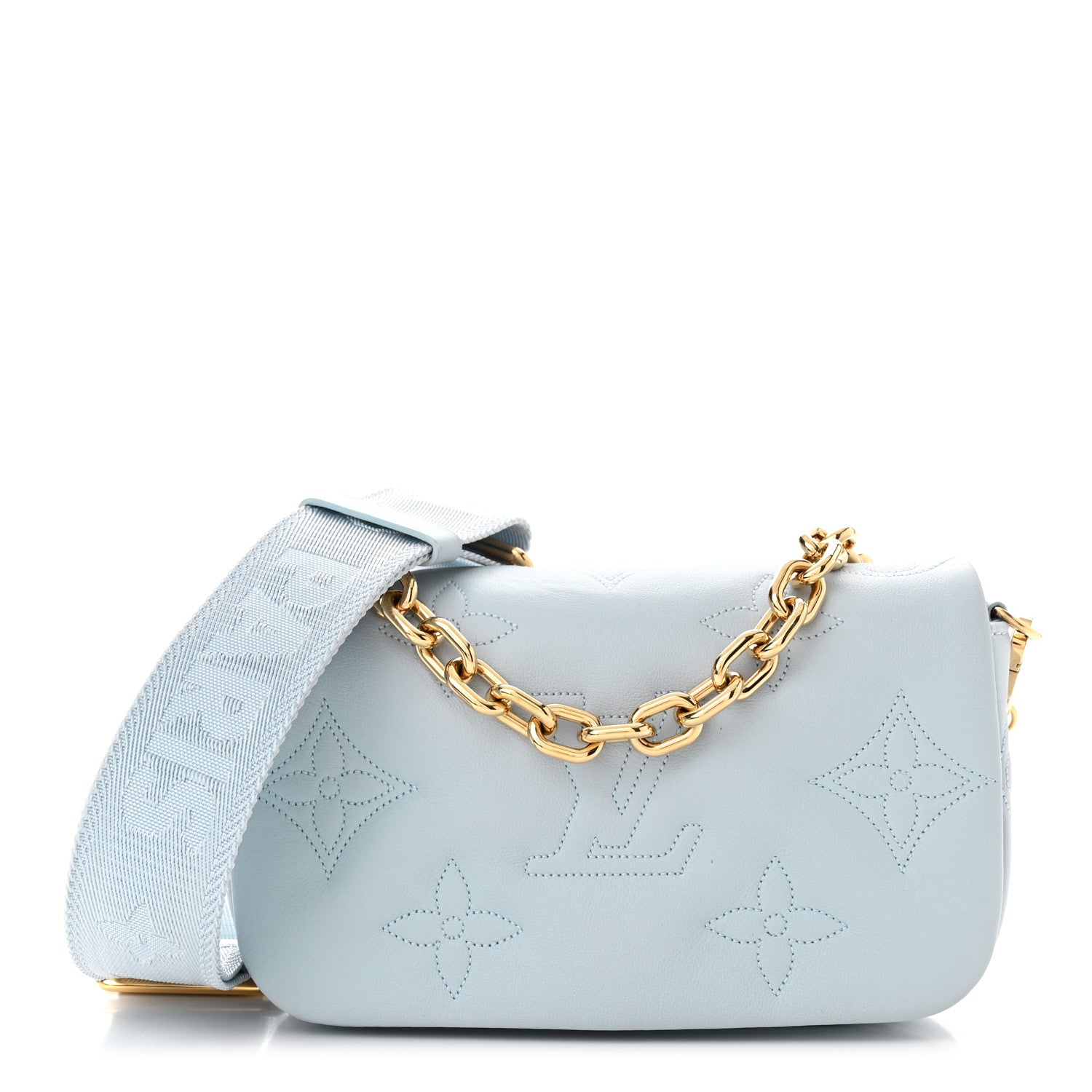 Louis Vuitton Calfskin Bubblegram Wallet On Strap Ice Blue 1 of 10