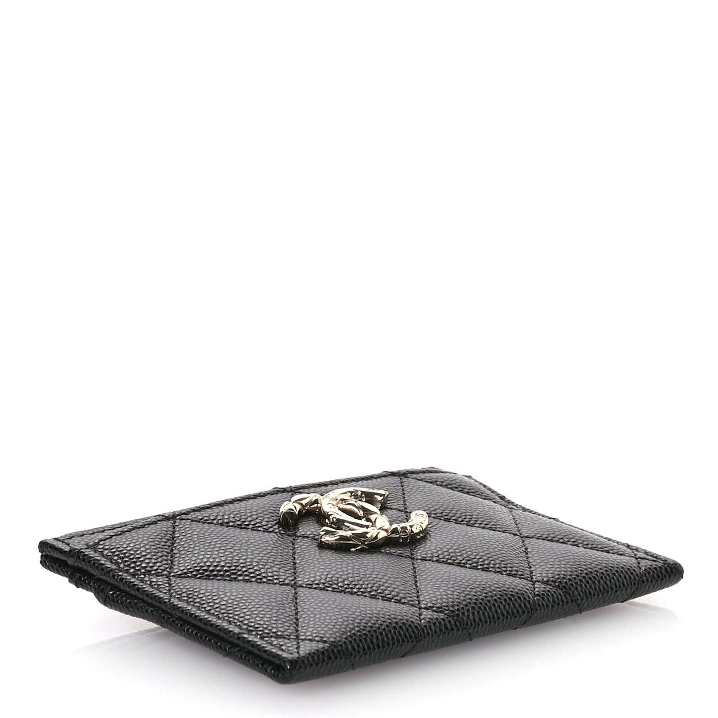 Caviar Quilted CC Card Holder Black