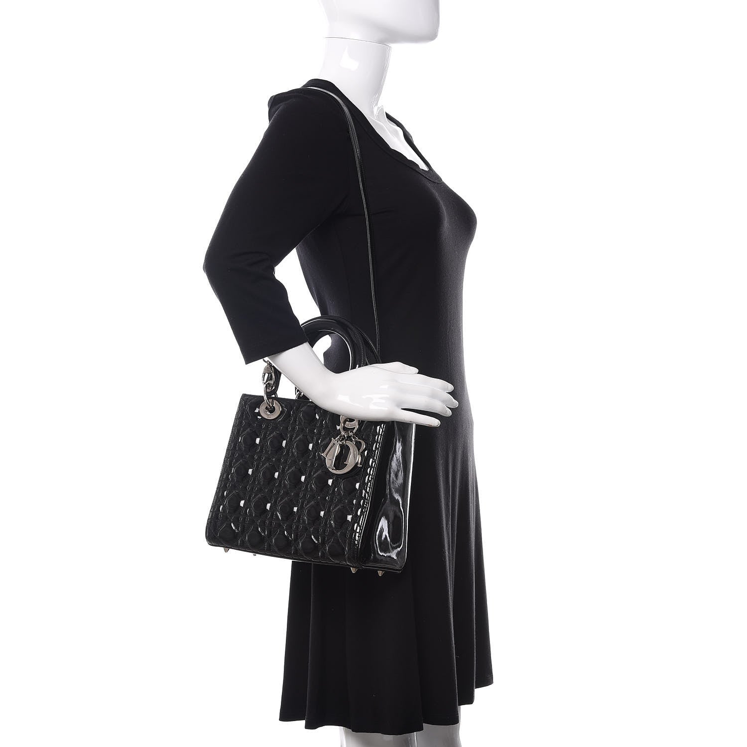 Christian Dior Patent Cannage Medium Lady Dior Black 2 of 12